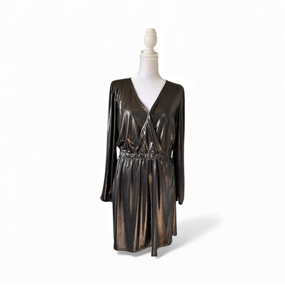 Michael Kors metallic sheer wrapped mini party dress women’s size M